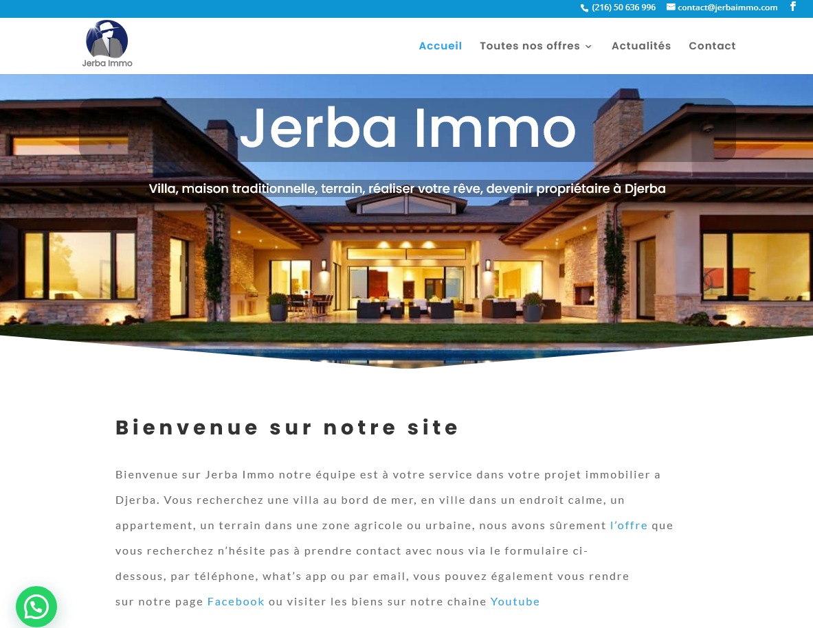 Jerba Immo – Site vitrine pour agence immobilière